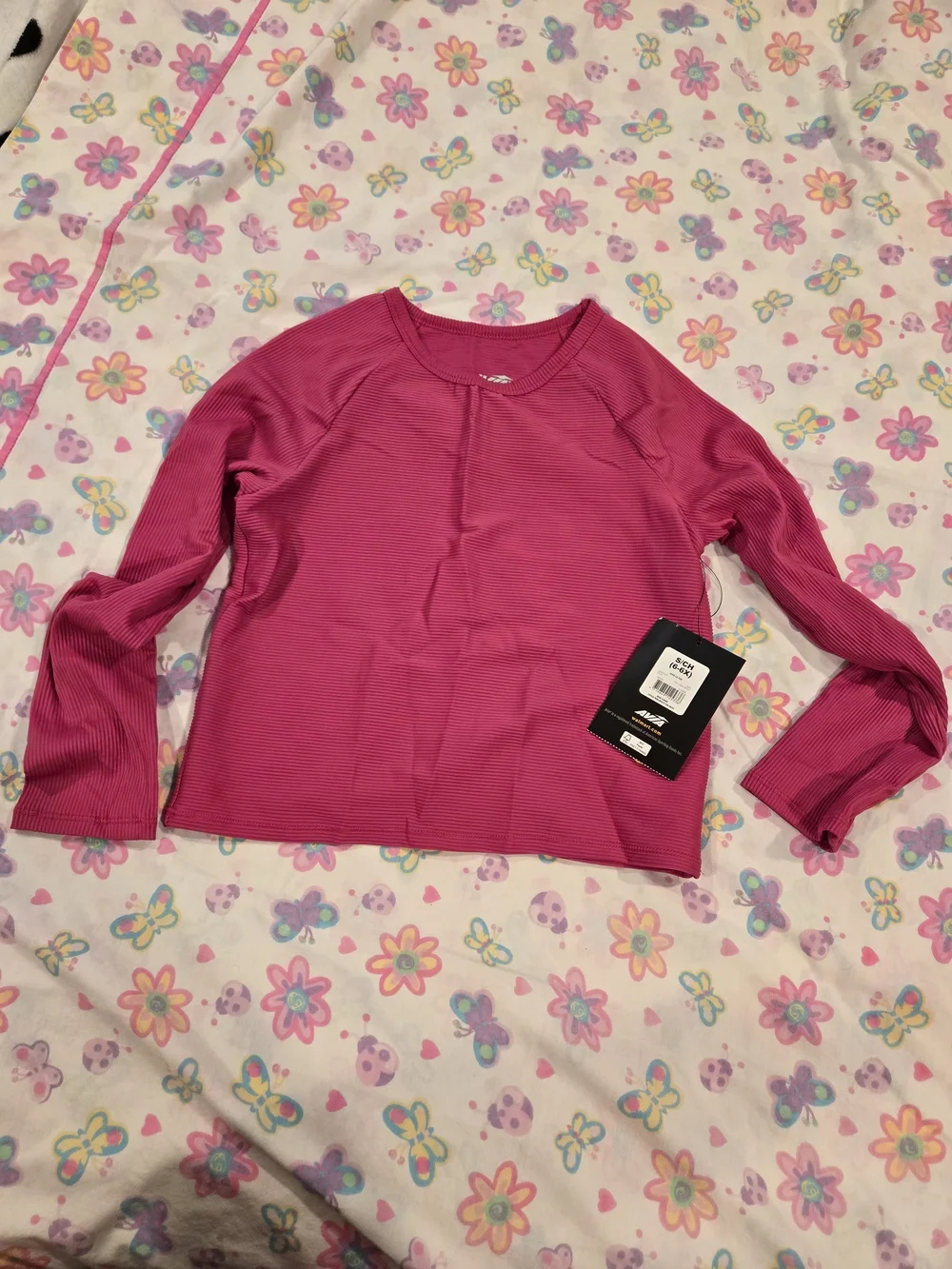 Avia Hot Pink Ribbed Long Sleeve Top
